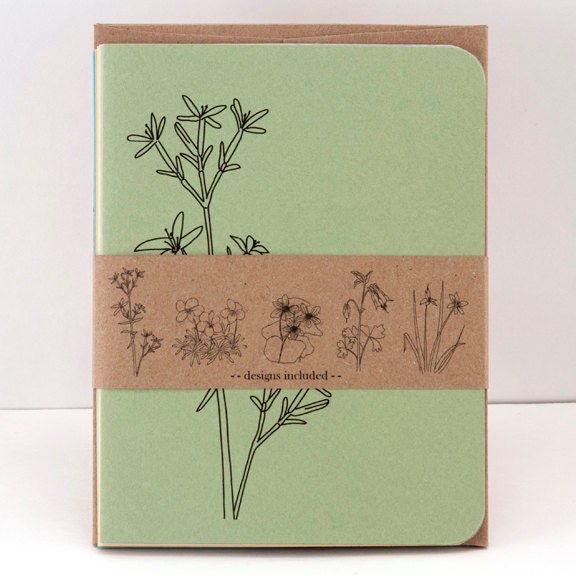 5 Pack of Blank Flower Cards