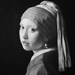 giclee digital art print poster of painting ''Girl with a pearl earring in black and white''