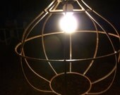 large Iron Cage pendant light, handmade, loft pendant lighting, steampunk, industrial hanging lamp,