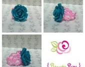 Teal Rose Ring with Pink Finish