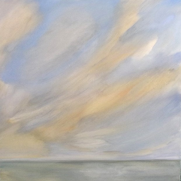 Traditional Coastal Oil Painting on Canvas 30x30" Semi Abstract Seascape Big Sky