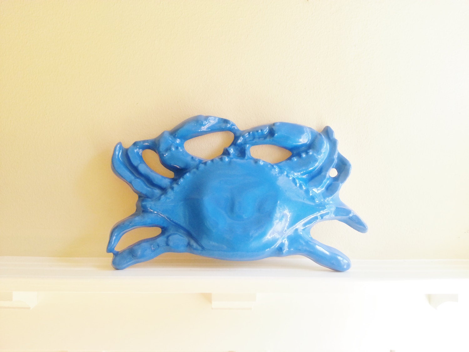 Beachy Home Decor, coastal Blue Crab wall hanging, Wall Sculpture, Large modern art gift for Dad