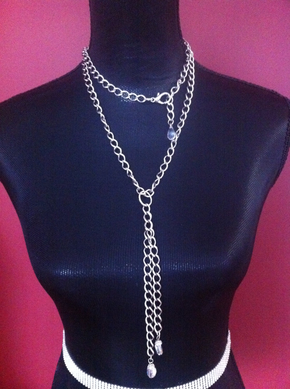 Extra Long  Lariat Necklace, Versatile, Gold/Silver
