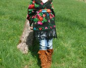 mexican handmade hippie FOLK ART wool XXL shawl  rebozo Vintage Style woven floral hand embroidered bohemian ethnic gypsy  flower wrap shawl