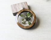 Resin and Wood Necklace Jewelry Pendant with Encased Spring Buds