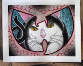 Traditional Tattoo Flash Watercolor Wu Tang Cat