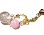 Glow in Dark Keychain, Pink and Gold Bagcharm, Pursecharm, Cute Accessories, Gift for Tweens, Teen Girls, Women