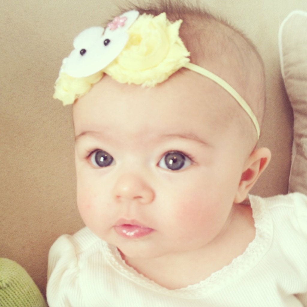 15% OFF- Yellow Easter Bunny Headband-Easter Headband-Baby Girl Headband-Newborn Headband-Preemie Headband-Infant Headband-Toddler