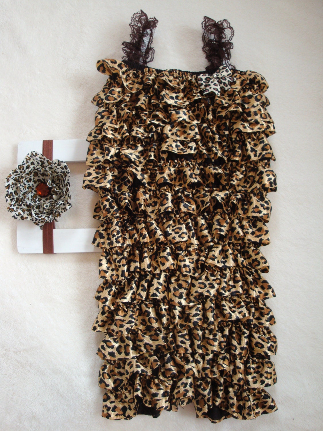 Leopard Print Lace Petti Romper SET-Headband-Baby Girl-Newborn-Infant-Child-Toddler-Baby Clothes-Dress Up-Birthday Outfit-Unique-Matching