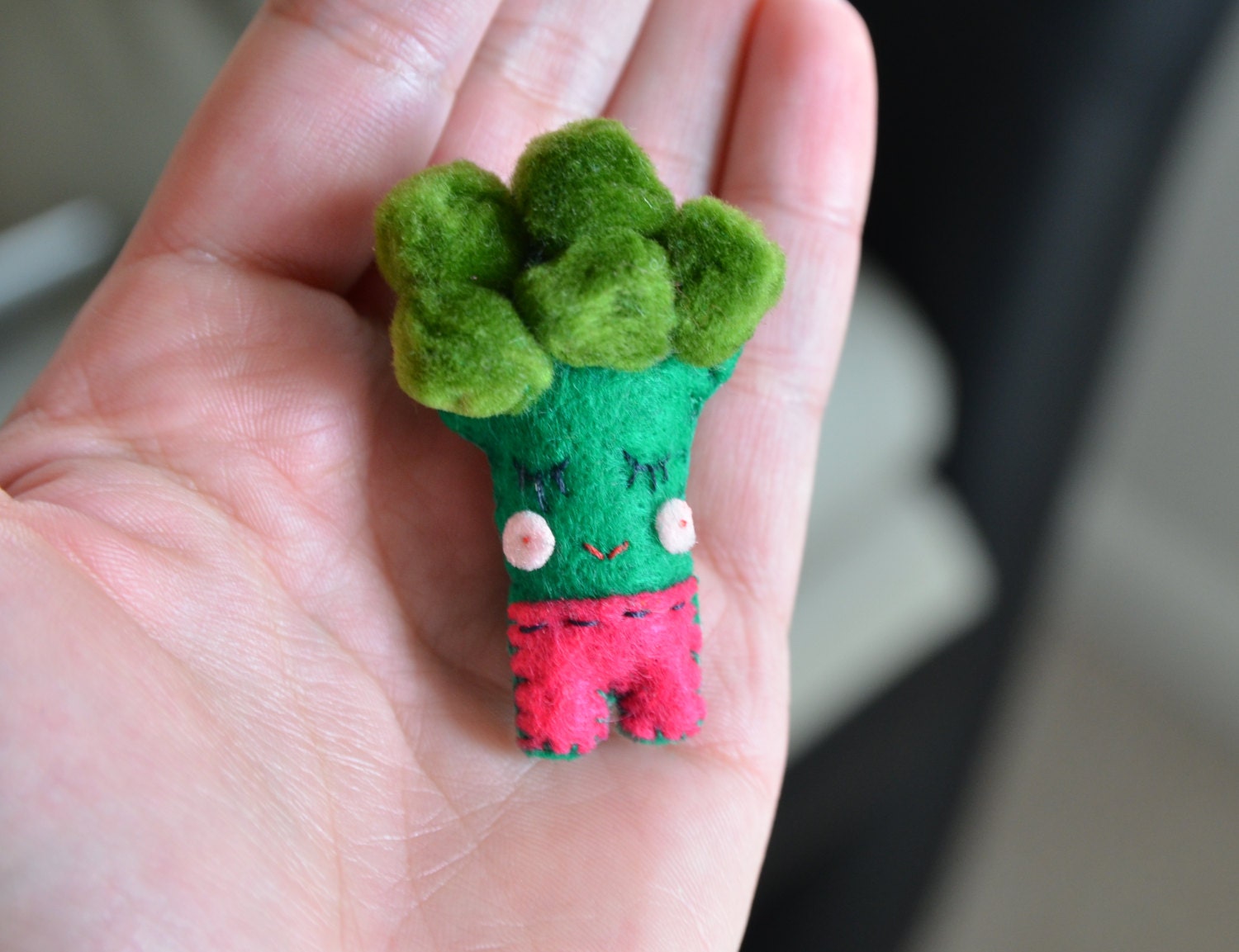Handmade Eco Friendly Brooch - Felt Brooch - Mr. Broccoli
