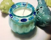 Ocean Blue Beaded Votive