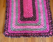 Handmade Cotton Crochet Rug - CUSTOM ORDER  Large 32 "X 62" Shades of Hot Pink and Black Rectangle with Scallop Edge  Rag Rug