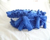Handmade Medium Crochet Princess Pet Dog/Cat Bed Blue Cotton Reversable Washable with Pillow