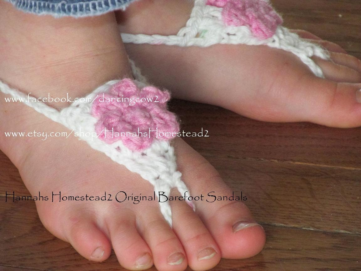 Hannahs Homestead2 Original Crochet Barefoot Sandals, with Flower