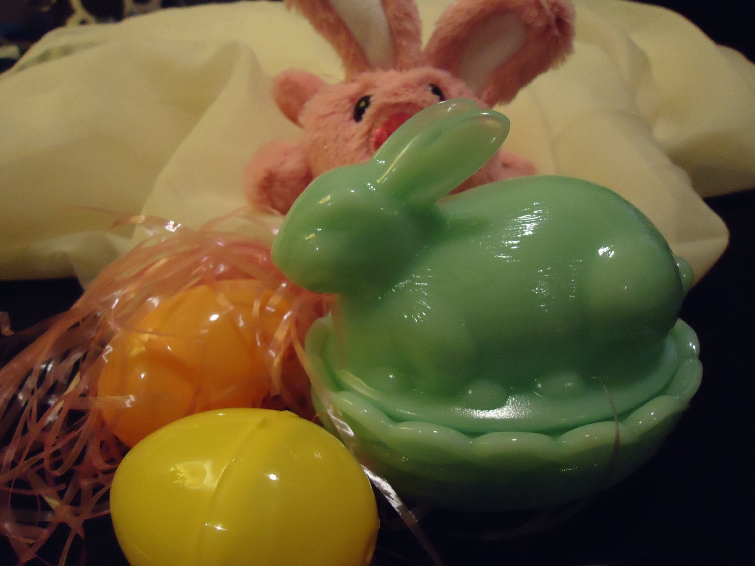 Mosser Jadeite Milk  Depression Glass Bunny Rabbit