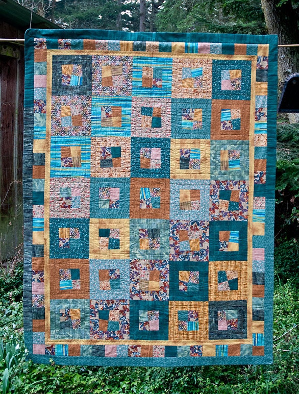 Lap quilt or wall hanging, Courthouse four-patch