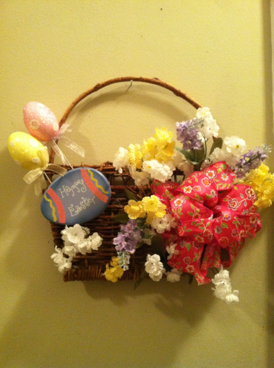 Easter Basket Wall Hanging Spring Basket Wreath Alternative Wall Decor Easter Decor Spring Wall Decor