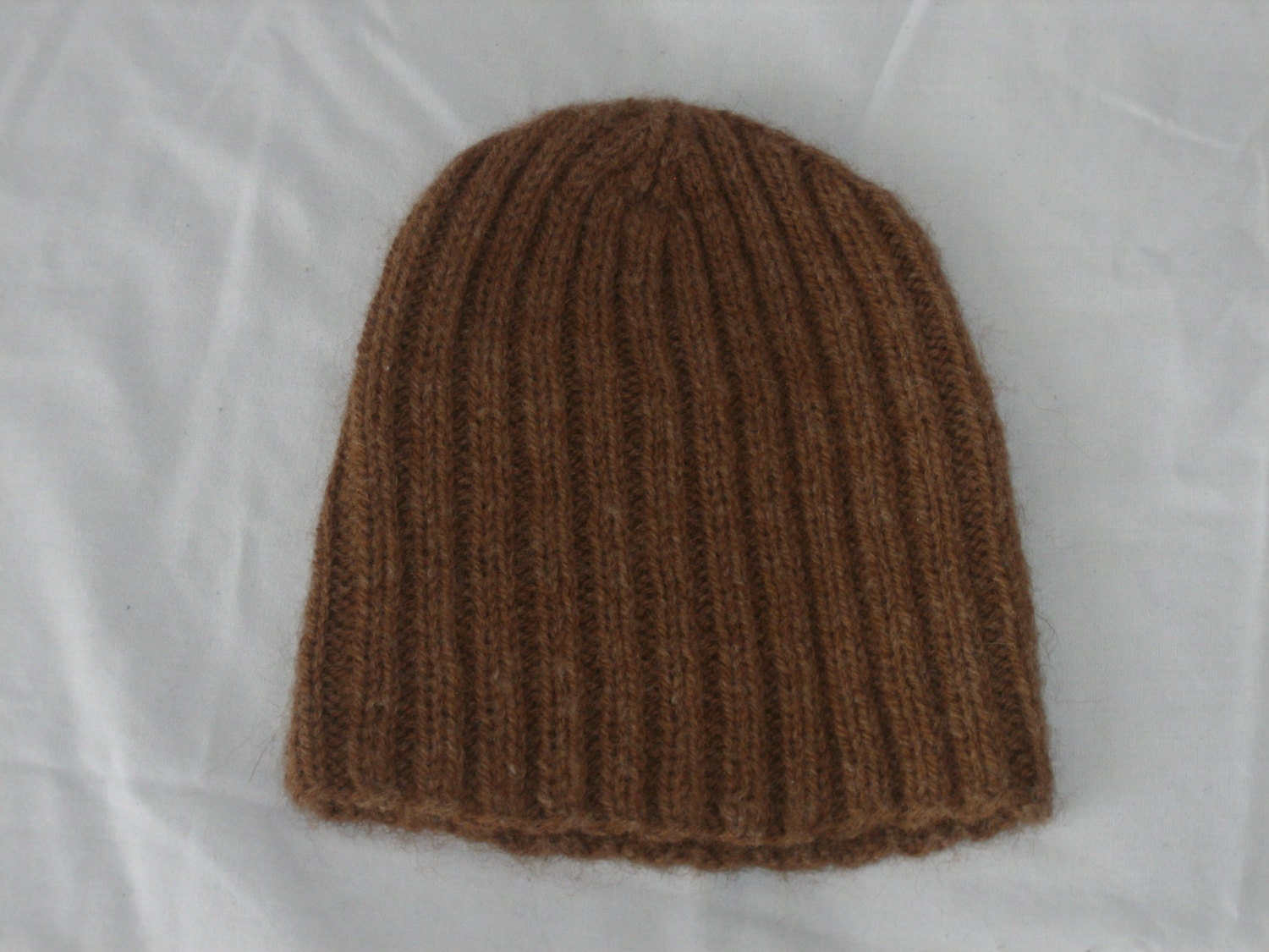 Hand Knit Alpaca Ribbed Beanie Hat