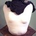Hand Crocheted "Charcoal Grey" Neck ruffle, 20/80 Lambs Wool and Acrylic Blend, with Italian made sparkle fashion Button