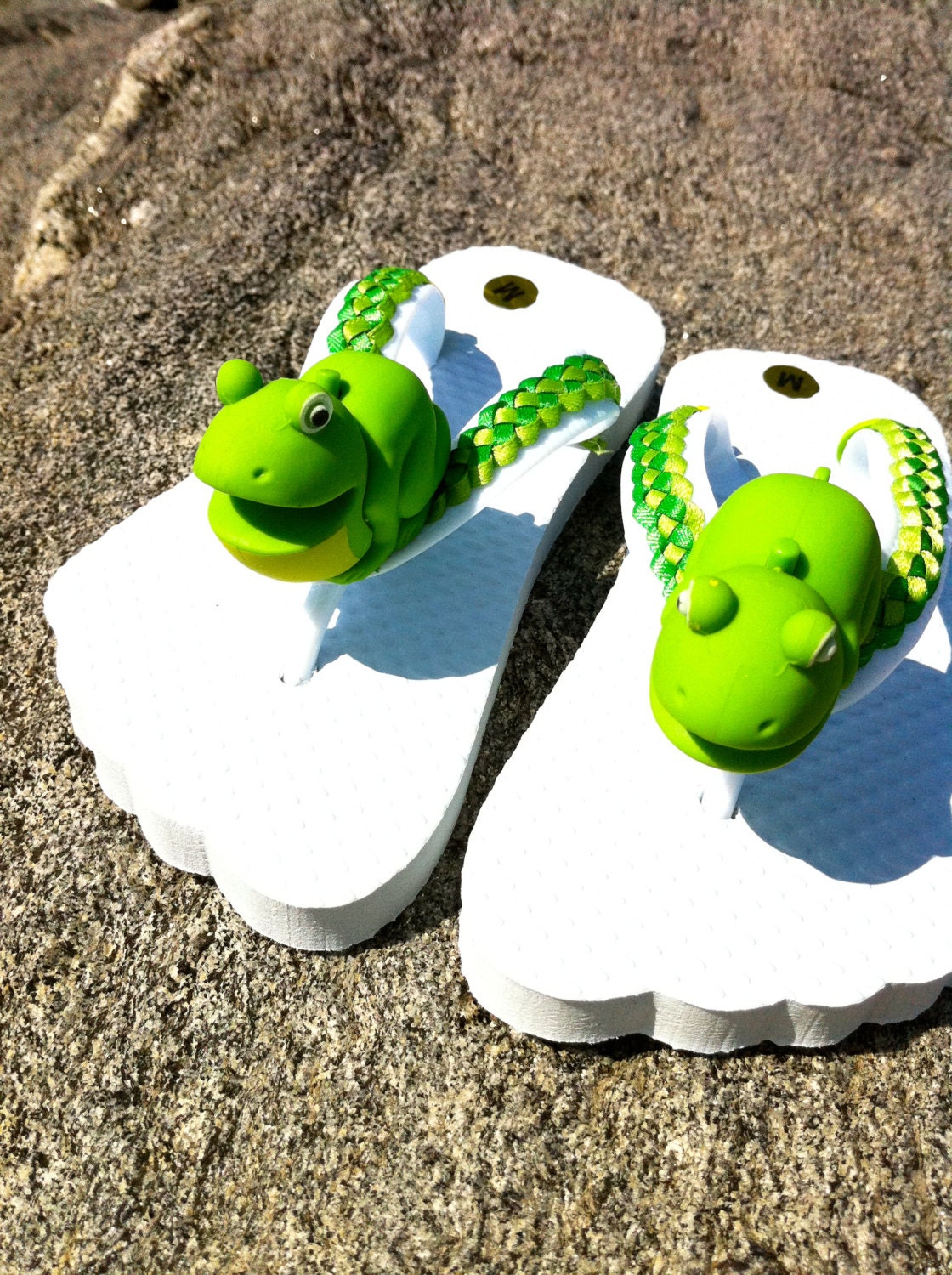 Children Flip Flops size M  White With Frogs