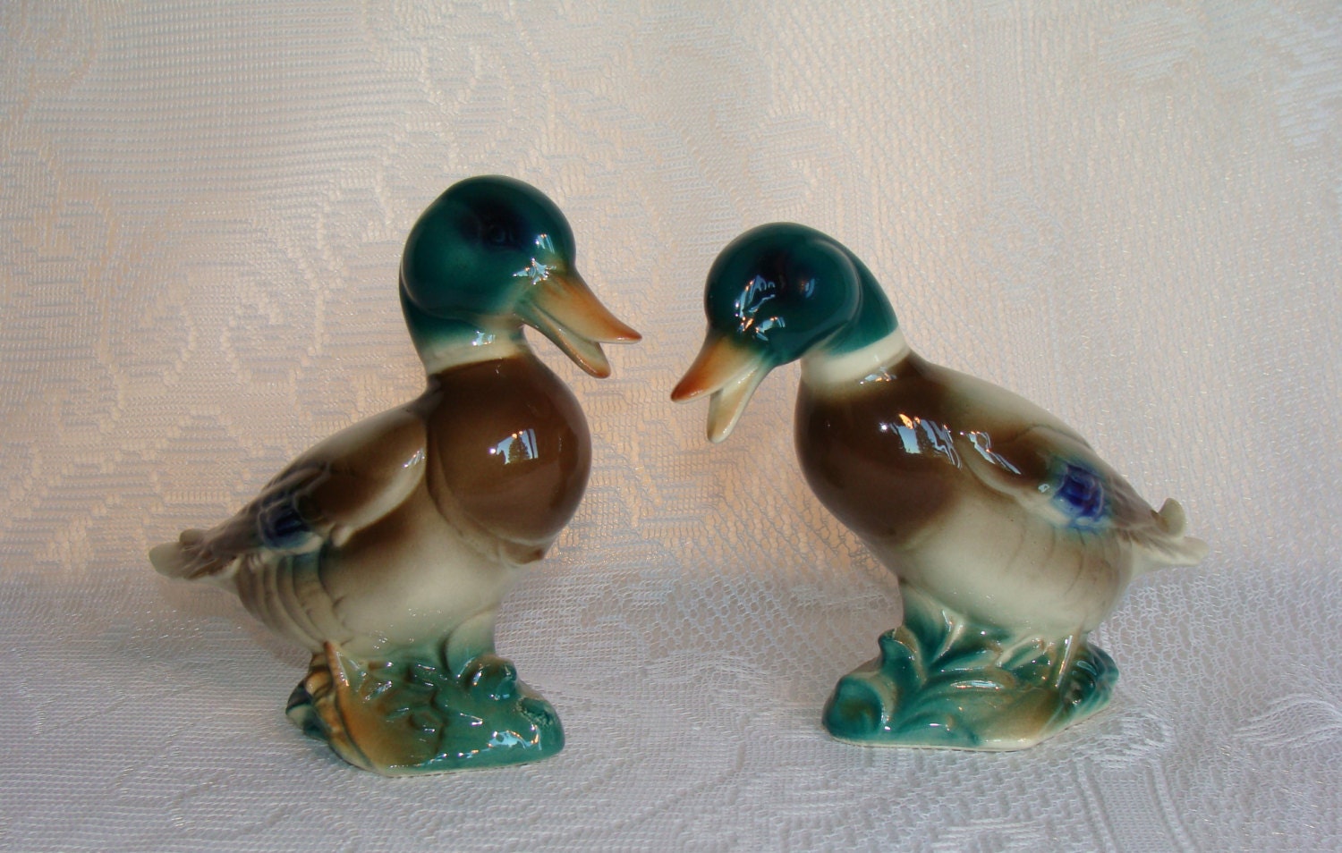 Vintage Royal Copley Pair of Mallard Duck Figurines, Spaulding - RaindropVintageShop