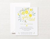 Yellow & Grey Floral Wedding Printable Invitation Set - wedding invite, rsvp / reply card spring flowers Il_170x135