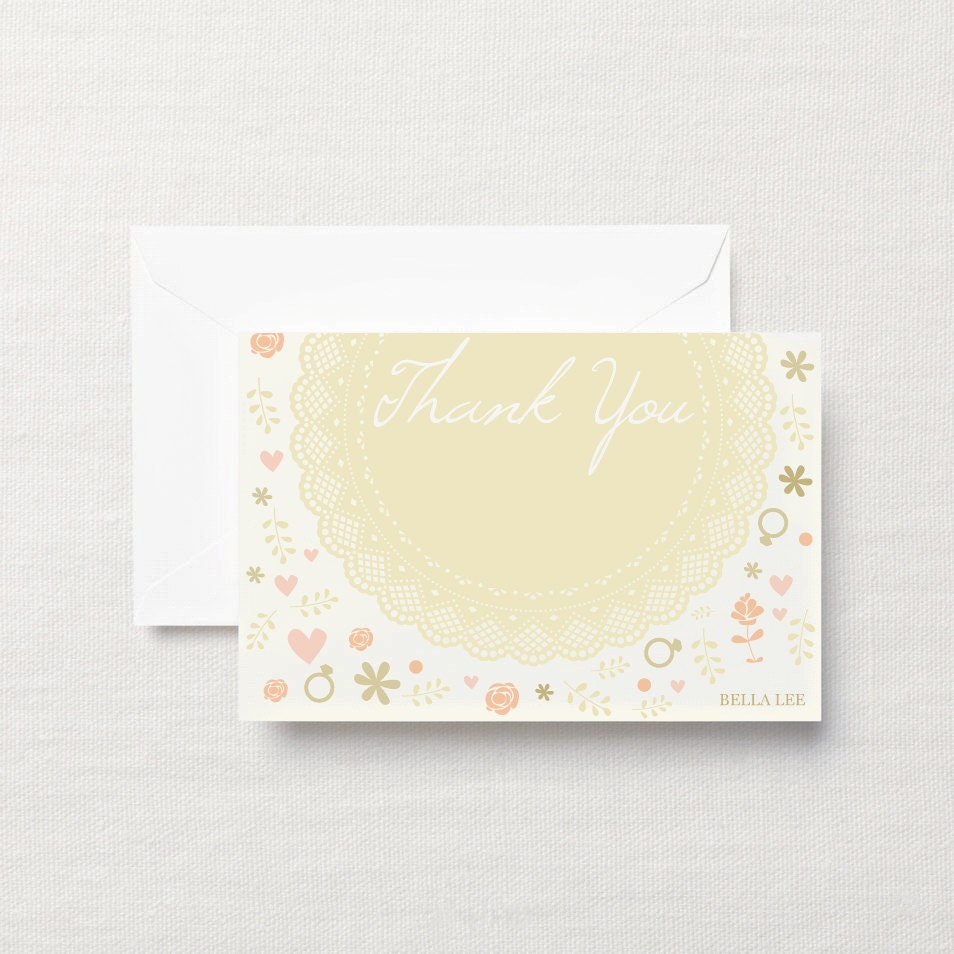 Rustic Bridal Shower Thank you postcard Printable - doily wedding thank you card Il_170x135