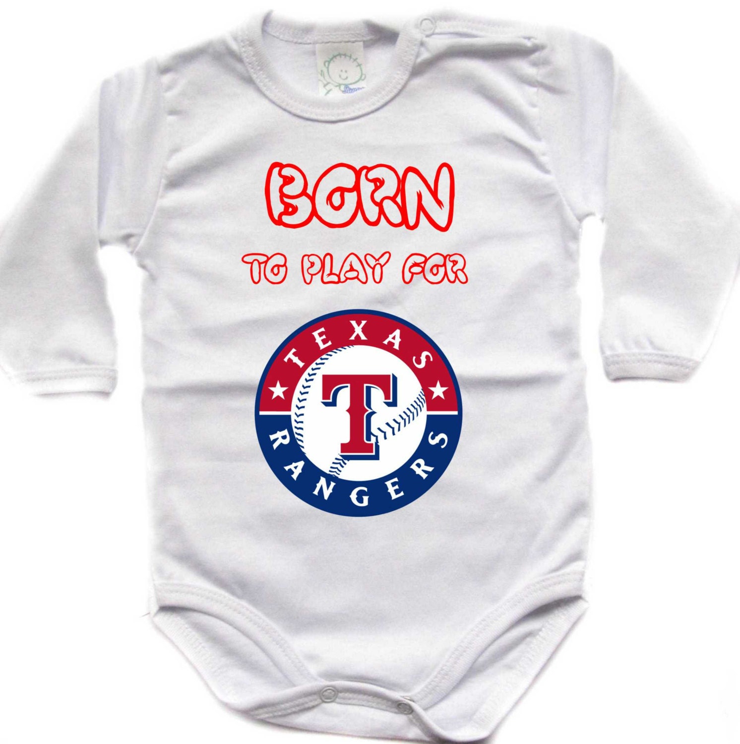 Baby " Born to play for Texas Rangers " baseball One Piece Bodysuit Funny Baby Onesie Child boy girlen's Clothing Kid's Shower boy girl