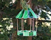 Green Stained Glass Bird Feeder,Fathers Day Gift, Outdoor Decor, Indoor Decor, Durable, Small Bird, Spring Decor