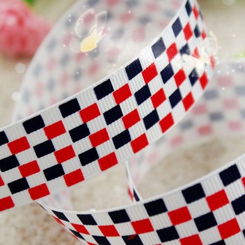 2yard 1inch plaid printed ribbon grosgrain ribbon 139