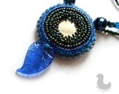 Blue sea necklace bead and felt jewelry