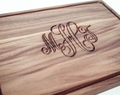 Custom & Personalized Monogram Walnut Serving Board, 12x15" - Cutting or Cheese Board - Wedding Gift, Anniversary, Hostess, Father's Day