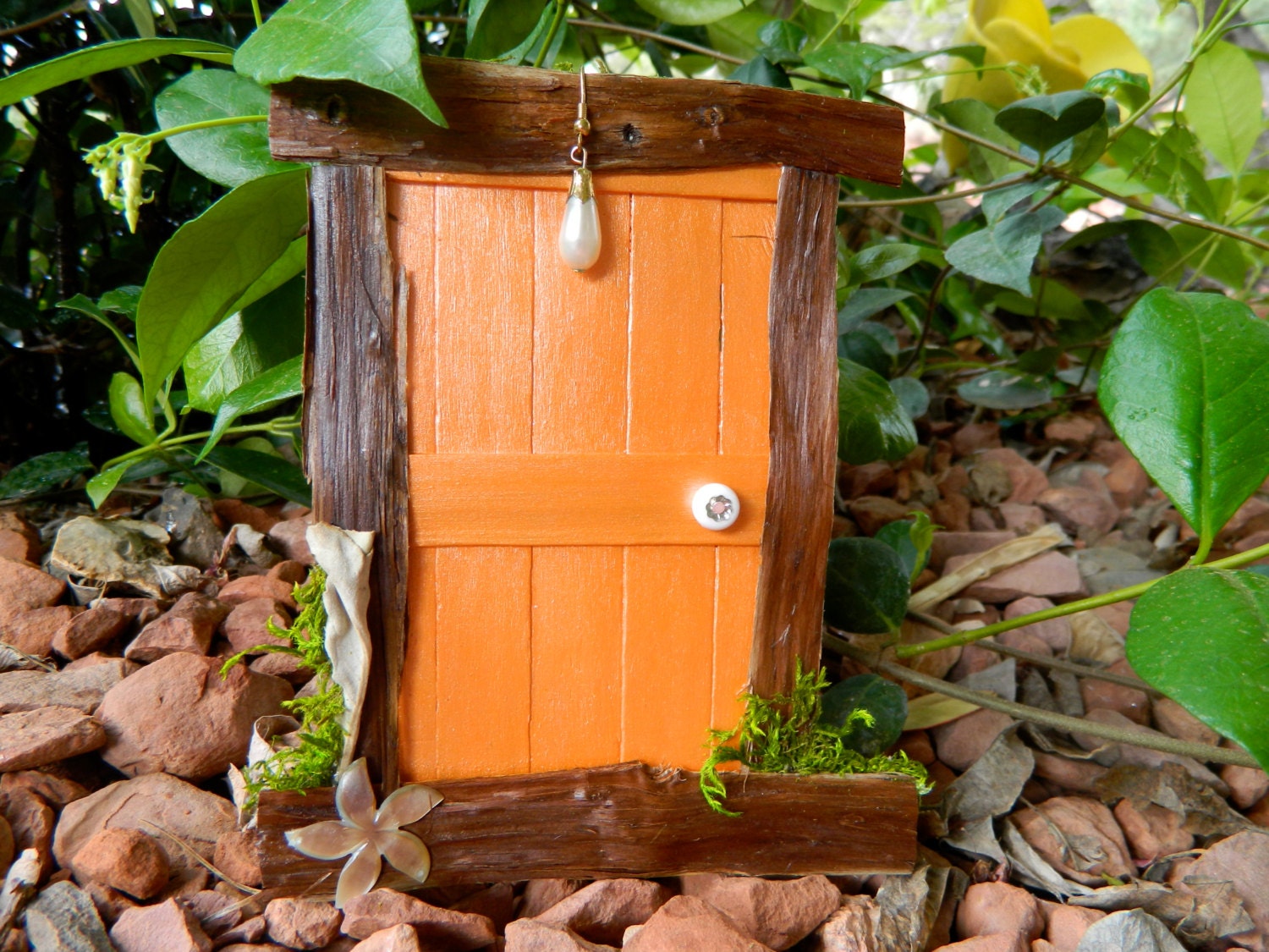 Shimmery Orange Simple Bark Sedona Fairy Door