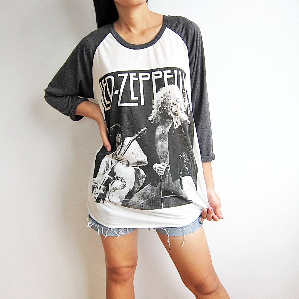 Led Zeppelin Baseball Shirt Raglan T Shirt Long Sleeve T-Shirt Size M