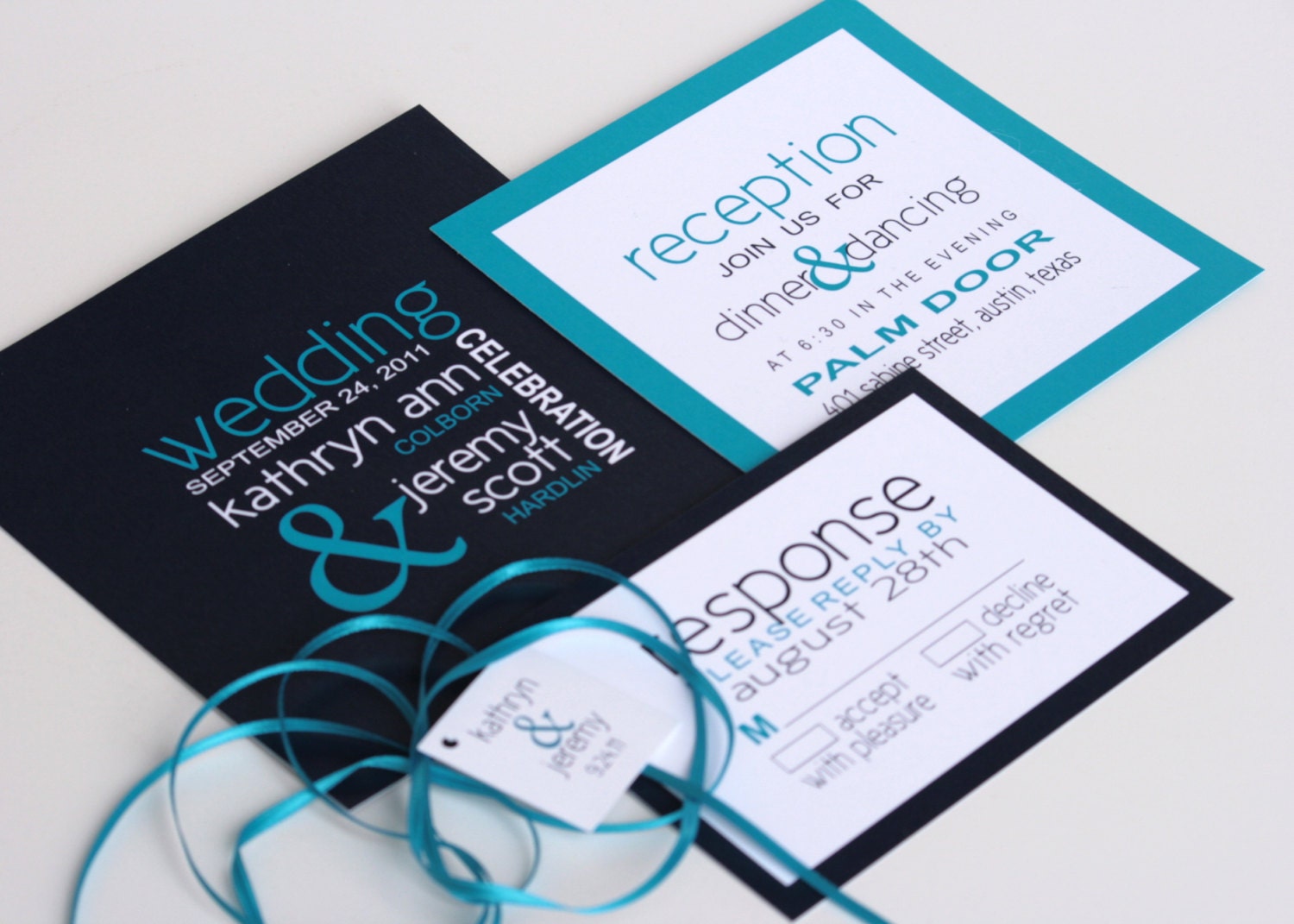 Unique Custom Modern Wedding Invitation Suite Wedding Invite Andrea Design - SAMPLE