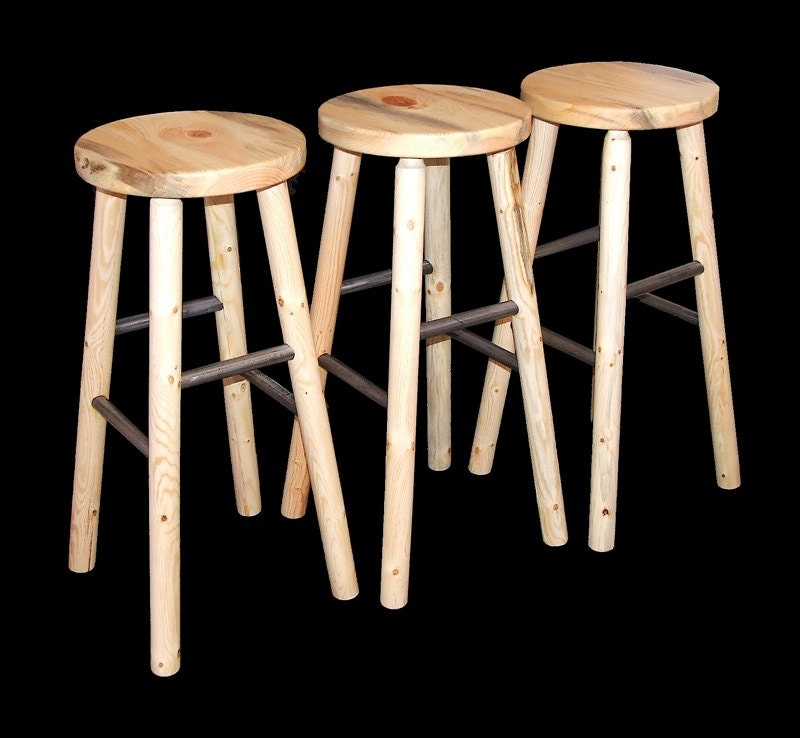 Log furniture Rustic log bar stool snow creek set of 3