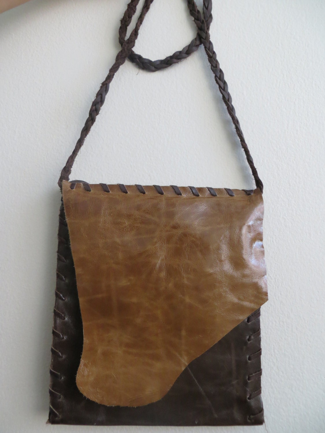 Handmade leather messenger bag