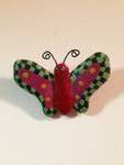 Folk Art Hand Carved Wooden Butterfly Brooch
