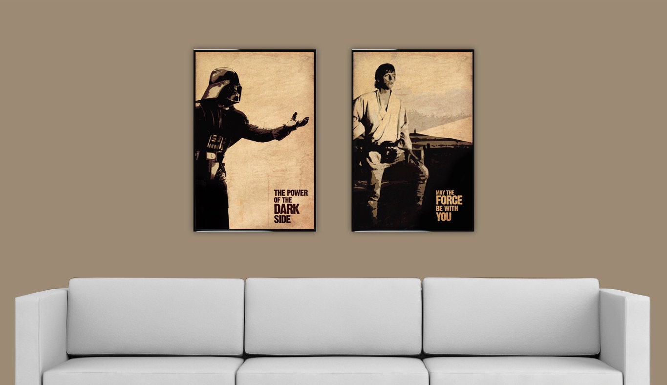 Digital Download Vintage Star Wars Typography Poster - Boys Room - 8x10 11x17 12x18 - May the Force - Power of the Darkside
