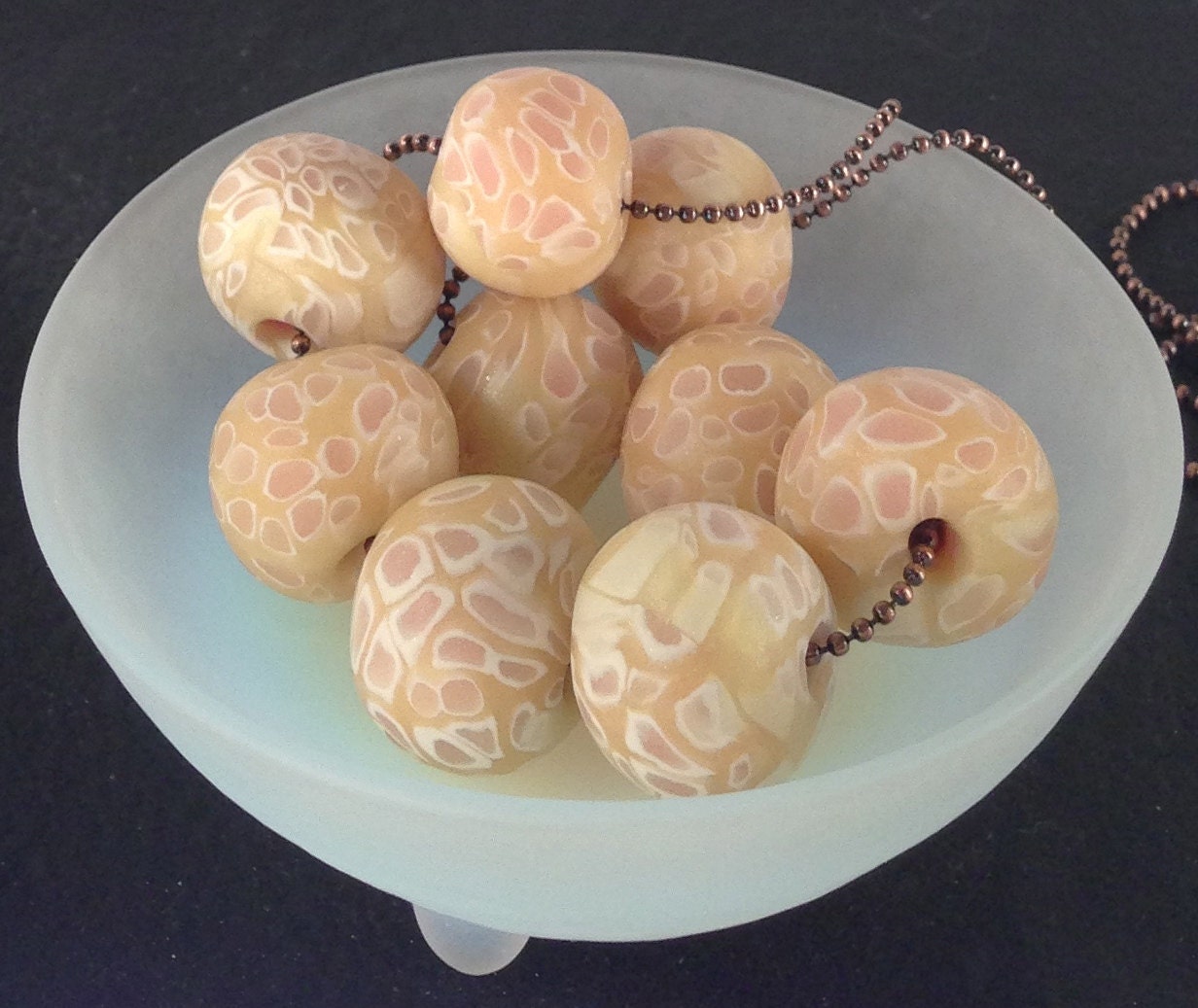 Peach Blossoms.Translucent Polymer Clay Necklace. Softest Peach.