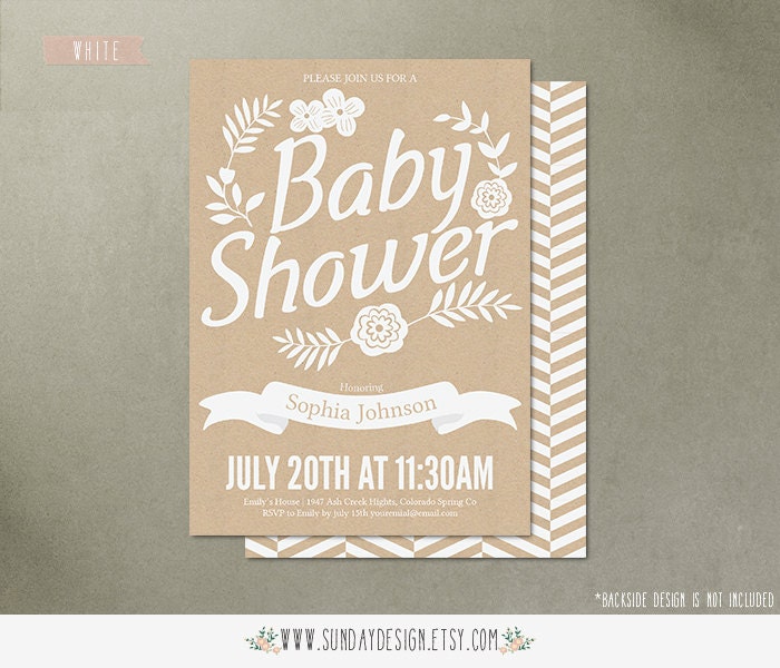 Printable Cardboard Flower Baby Shower Invitation Card - Baby Shower DIY Floral Printable Party Invitation Card