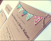 Wedding Invitation. Unique Rustic Kraft Card with Bunting. Summer Fete Country Wedding with RSVP Baby Shower