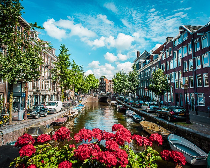 Canal, Amsterdam - 1.5 in Thick Gallery Canvas 16x20 - Surreal Color Photography, Museum Quality, Wall Decor, Art, Home, Photo