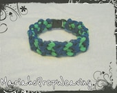 Blue and Green Unisex 550 Paracord SURVIVAL BRACELET UNIQUE Free Gift With Purchase Ring Or Key Chain