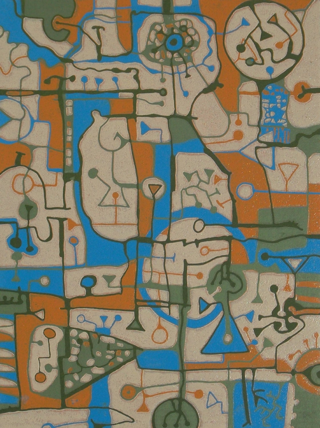 Parterre Study:  limited edition hand made reduction woodblock print