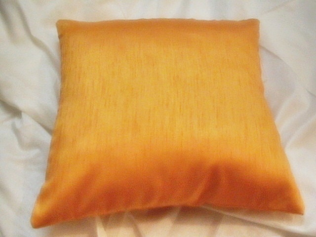 Solid color HANDLOOM silk saffron  pillow case plain cushion cover 16 inches square 40x40 cm - cottagecraftonline