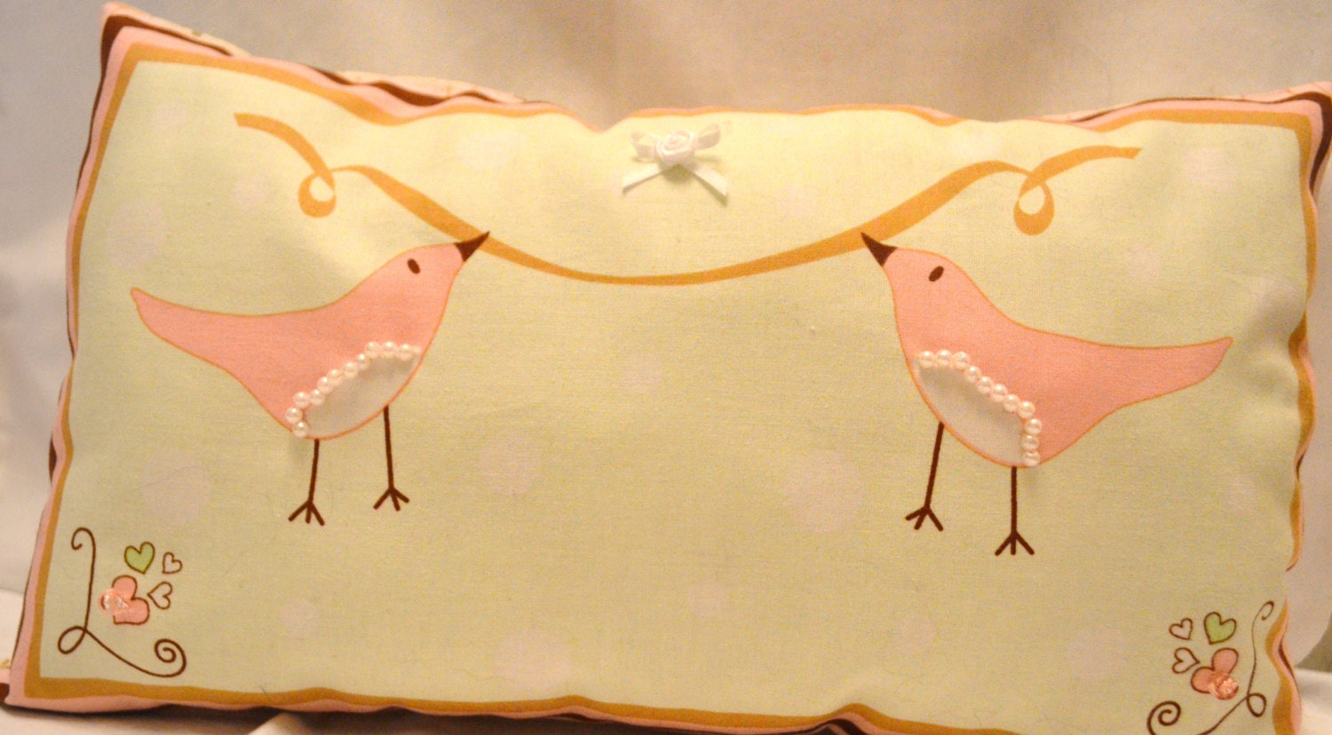 Love Bird Embellished Cushion/Pillow