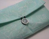 Teal and Gray Elephant Wallet- All purpose womens wallet for Cash Envelope Budgeting System