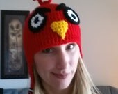 Angry Birds Hat  Earflaps/ Braided Hat/  Crochet Knit / Pick Your Color and Size