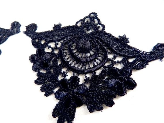 TWO 2 Antique Gorgeous French Guipure Lace APPLIQUE 3-D // Corsage //  Large Trim Flowers  Hats  Heirloom Sewing Supplies Accessories